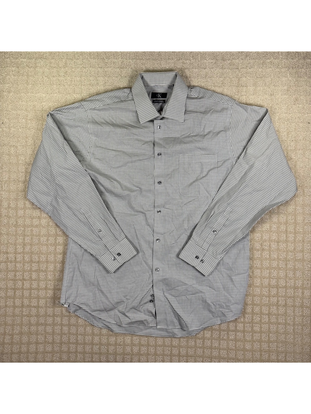 Calvin Klein Gray Check Dress Shirt L